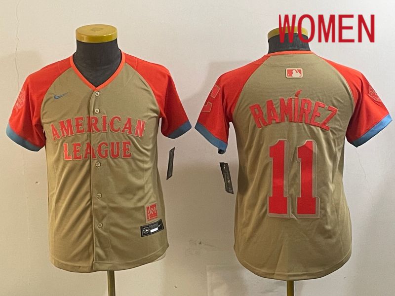 Women Cleveland Indians #11 Ramirez Orange All star 2024 Nike MLB Jersey style 5